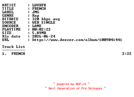 NFO for the release LUVBFK-FRENCH-SINGLE-WEB-FR-2026-GUESTS by GUESTS