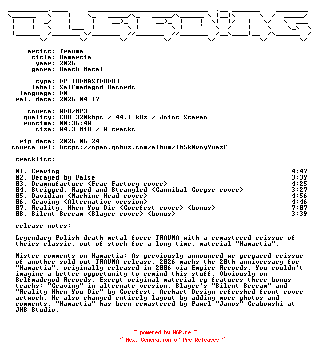 NFO for the release Trauma-Hamartia-Remastered-EP-WEB-2026-BLEEDiNG by BLEEDiNG