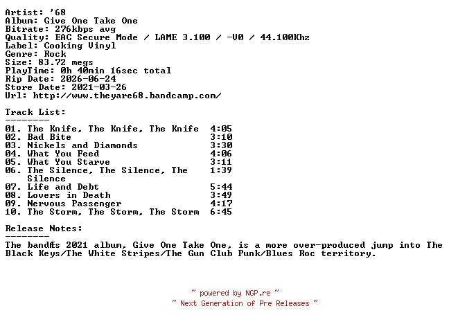 NFO for the release 68-Give_One_Take_One-2021-404 by 404