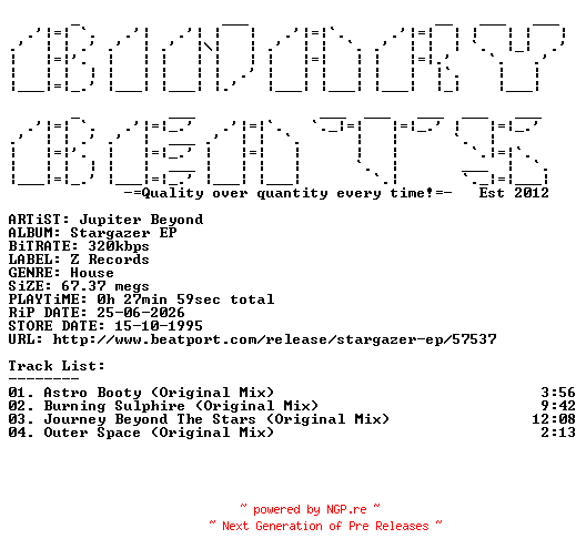 NFO for the release Jupiter_Beyond-Stargazer_EP-(ZEDD12012)-WEB-1995-BB by BB