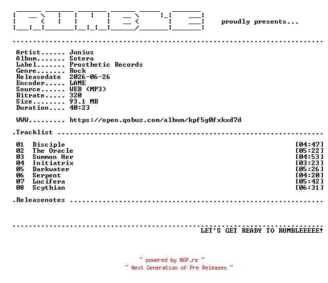 NFO for the release Junius-Sotera-(WEB)-2026-RUMBLE by RUMBLE