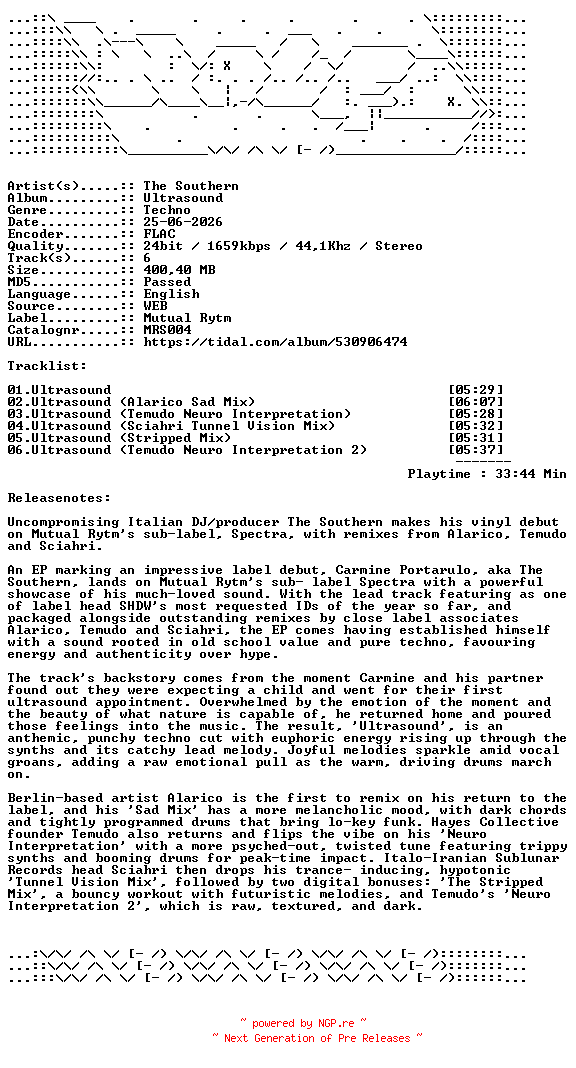 NFO for the release The_Southern-Ultrasound-MRS004-24BIT-WEB-FLAC-2026-WAVED by WAVED