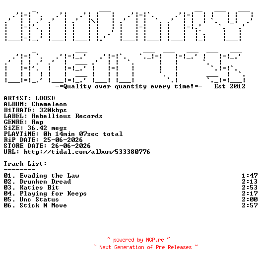 NFO for the release LOOSE-Chameleon-WEB-2026-BB by BB