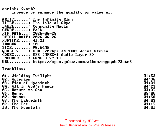 NFO for the release The_Infinity_Ring-The_Isle_of_Skye-WEB-2026-ENRiCH by ENRiCH
