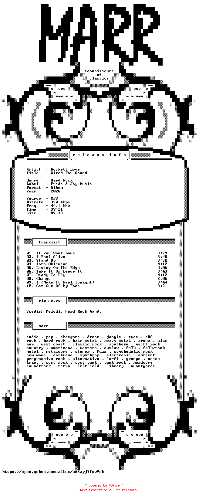 NFO for the release Rockett_Love-Wired_For_Sound-WEB-2026-MARR by MARR