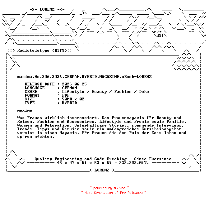 NFO for the release maxima.No.306.2026.GERMAN.HYBRID.MAGAZINE.eBook-LORENZ by LORENZ