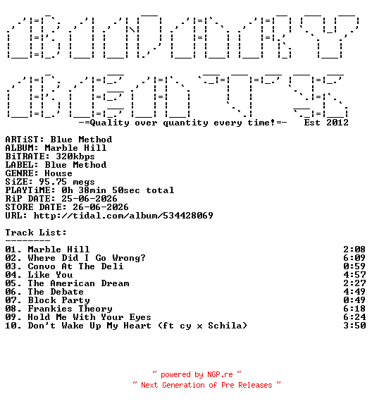 NFO for the release Blue_Method-Marble_Hill-(BM001LP)-WEB-2026-BB by BB