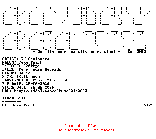 NFO for the release DJ_Siniestro-Sexy_Peach-(PHR566)-SINGLE-WEB-2026-BB by BB