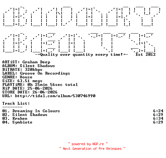 NFO for the release Graham_Deep-Silent_Shadows-(GOR139)-WEB-2026-BB by BB