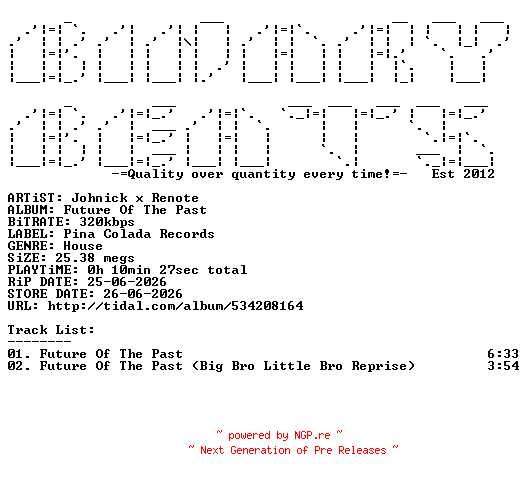 NFO for the release Johnick_x_Renote-Future_Of_The_Past-(PCR549)-WEB-2026-BB by BB