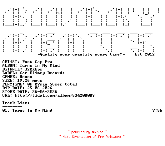 NFO for the release Post_Cap_Era-Turns_In_My_Mind-(CBR151)-SINGLE-WEB-2026-BB by BB