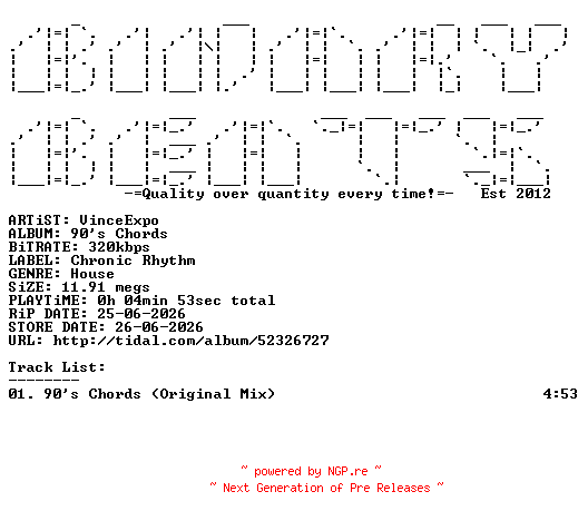 NFO for the release VinceExpo-90s_Chords-(CHR099)-SINGLE-WEB-2026-BB by BB