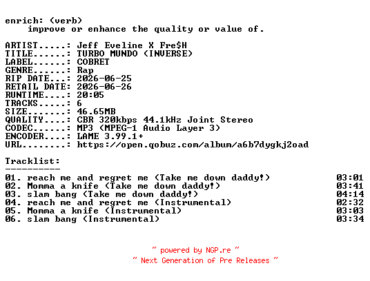 NFO for the release Jeff_Eveline_X_FresH-TURBO_MUNDO_(INVERSE)-EP-WEB-2026-ENRiCH by ENRiCH