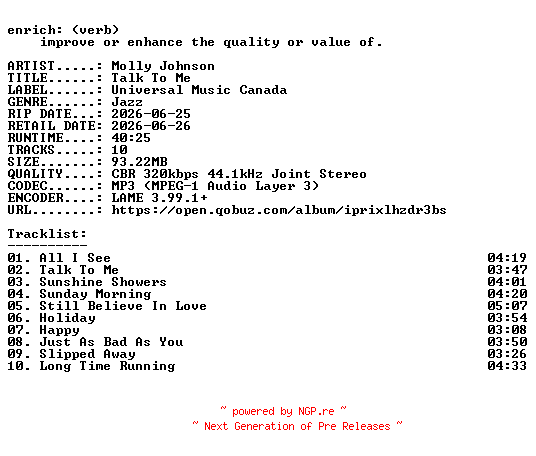 NFO for the release Molly_Johnson-Talk_To_Me-WEB-2026-ENRiCH by ENRiCH