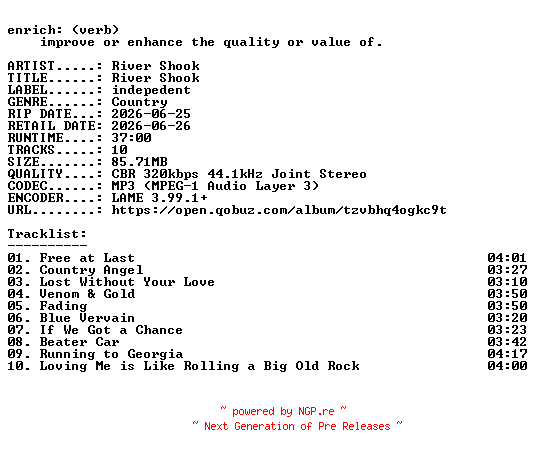 NFO for the release River_Shook-River_Shook-WEB-2026-ENRiCH by ENRiCH