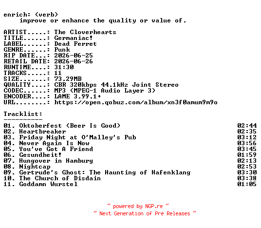 NFO for the release The_Cloverhearts-Germaniac-WEB-2026-ENRiCH by ENRiCH