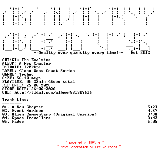 NFO for the release The_Exaltics-A_New_Chapter-(CWCS033)-WEB-2026-BB by BB