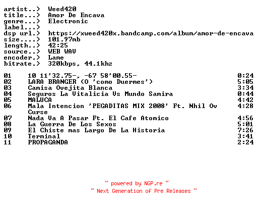 NFO for the release Weed420-Amor_De_Encava-ES-WEB-2025-EARWORMS by EARWORMS
