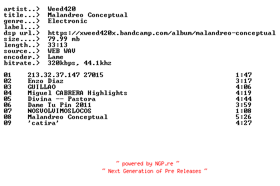 NFO for the release Weed420-Malandreo_Conceptual-ES-Reissue-WEB-2026-EARWORMS by EARWORMS