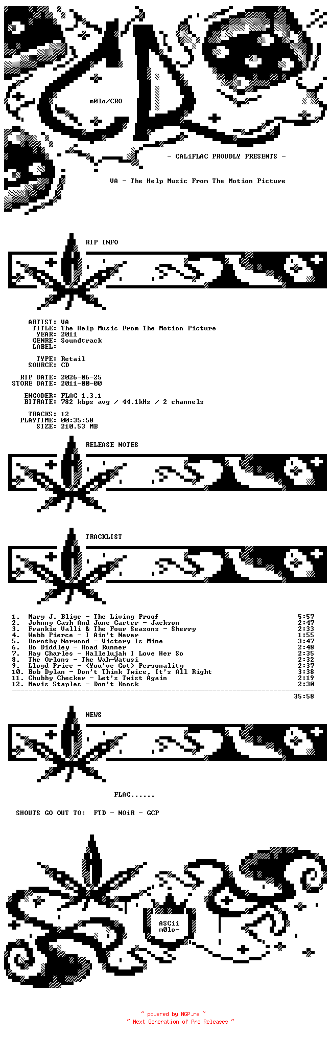 NFO for the release VA-The_Help_Music_From_The_Motion_Picture-OST-CD-FLAC-2011-CALiFLAC by CALiFLAC