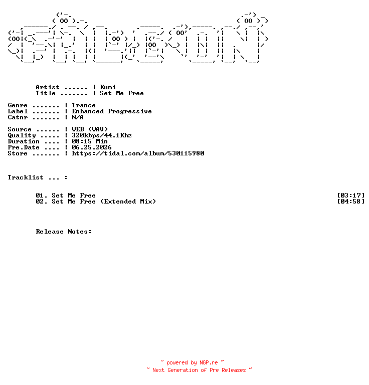 NFO for the release Kumi-Set_Me_Free-WEB-2026-FALCON by FALCON