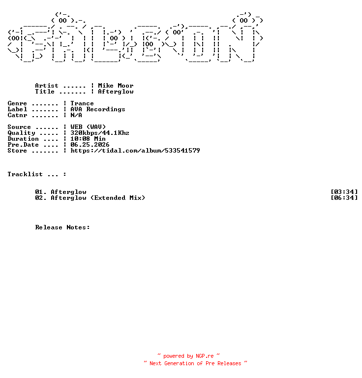 NFO for the release Mike_Moor-Afterglow-WEB-2026-FALCON by FALCON