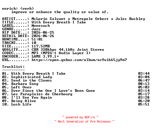 NFO for the release McLorin_Salvant_x_Metropole_Orkest_x_Jules_Buckley-With_Every_Breath_I_Take-WEB-2026-ENRiCH by ENRiCH