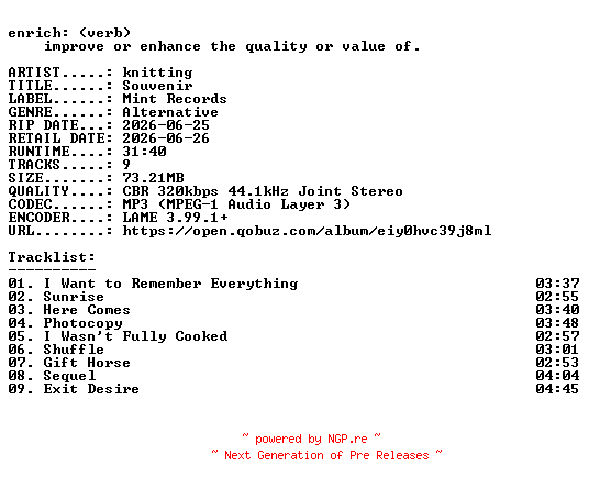 NFO for the release knitting-Souvenir-WEB-2026-ENRiCH by ENRiCH