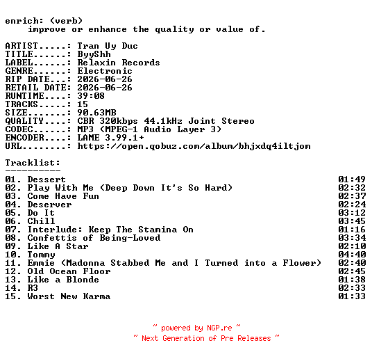 NFO for the release Tran_Uy_Duc-ByyShh-WEB-2026-ENRiCH by ENRiCH