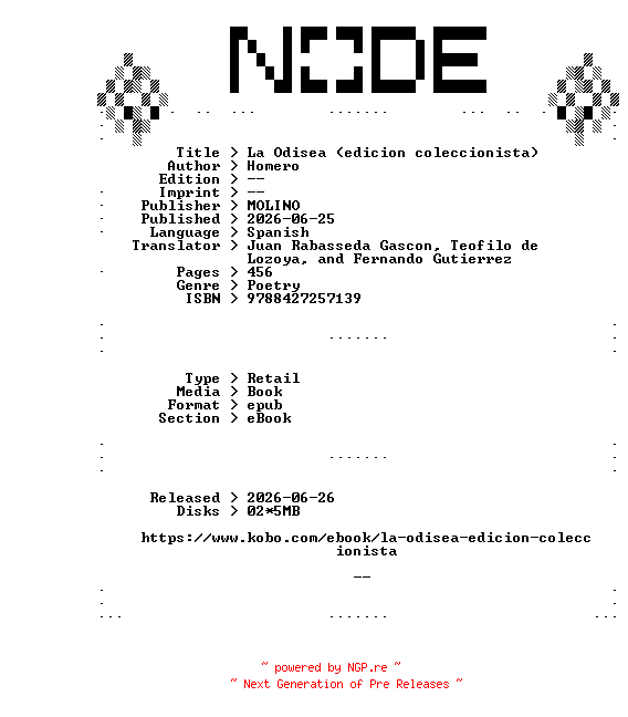 NFO for the release Homero.La.Odisea.edicion.coleccionista.2026.SPANiSH.RETAiL.EPUB.eBook-NODE by NODE