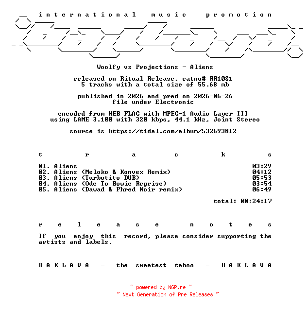 NFO for the release Woolfy_vs_Projections-Aliens-(RR10S1)-WEB-2026-BAKLAVA by BAKLAVA