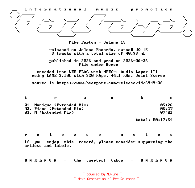 NFO for the release Mike_Parton-Jolene_15-(JO15)-WEB-2026-BAKLAVA by BAKLAVA