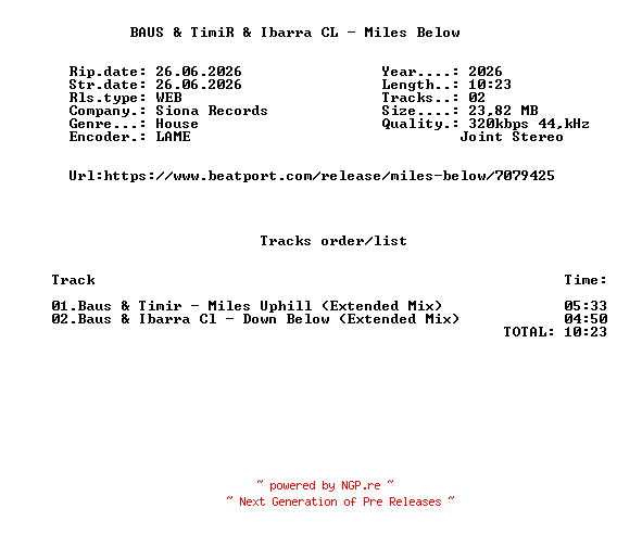 NFO for the release BAUS_And_Timir_And_Ibarra_CL_-_Miles_Below-(SNA234BP)-WEB-2026-FMC by FMC