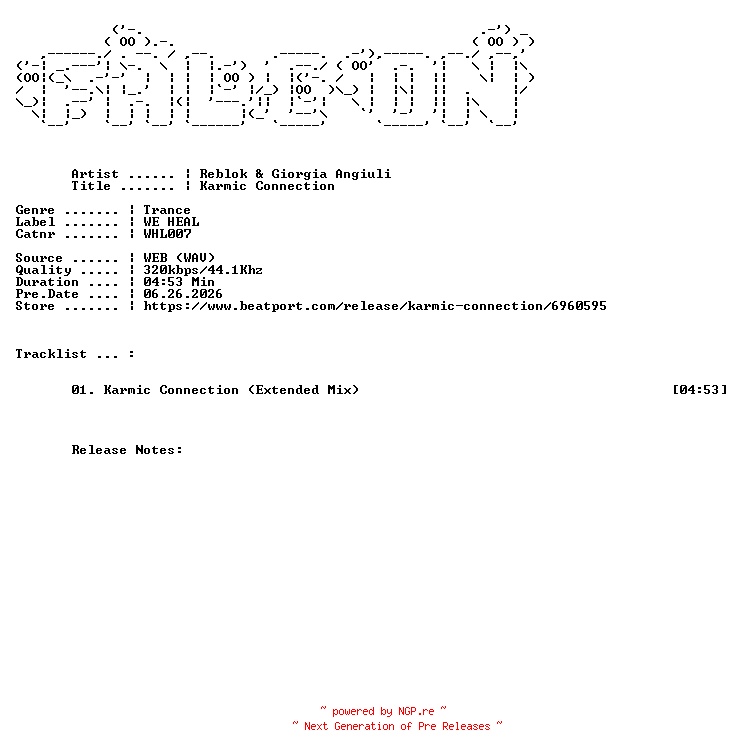 NFO for the release Reblok_And_Giorgia_Angiuli-Karmic_Connection-(WHL007)-SINGLE-WEB-2026-FALCON by FALCON