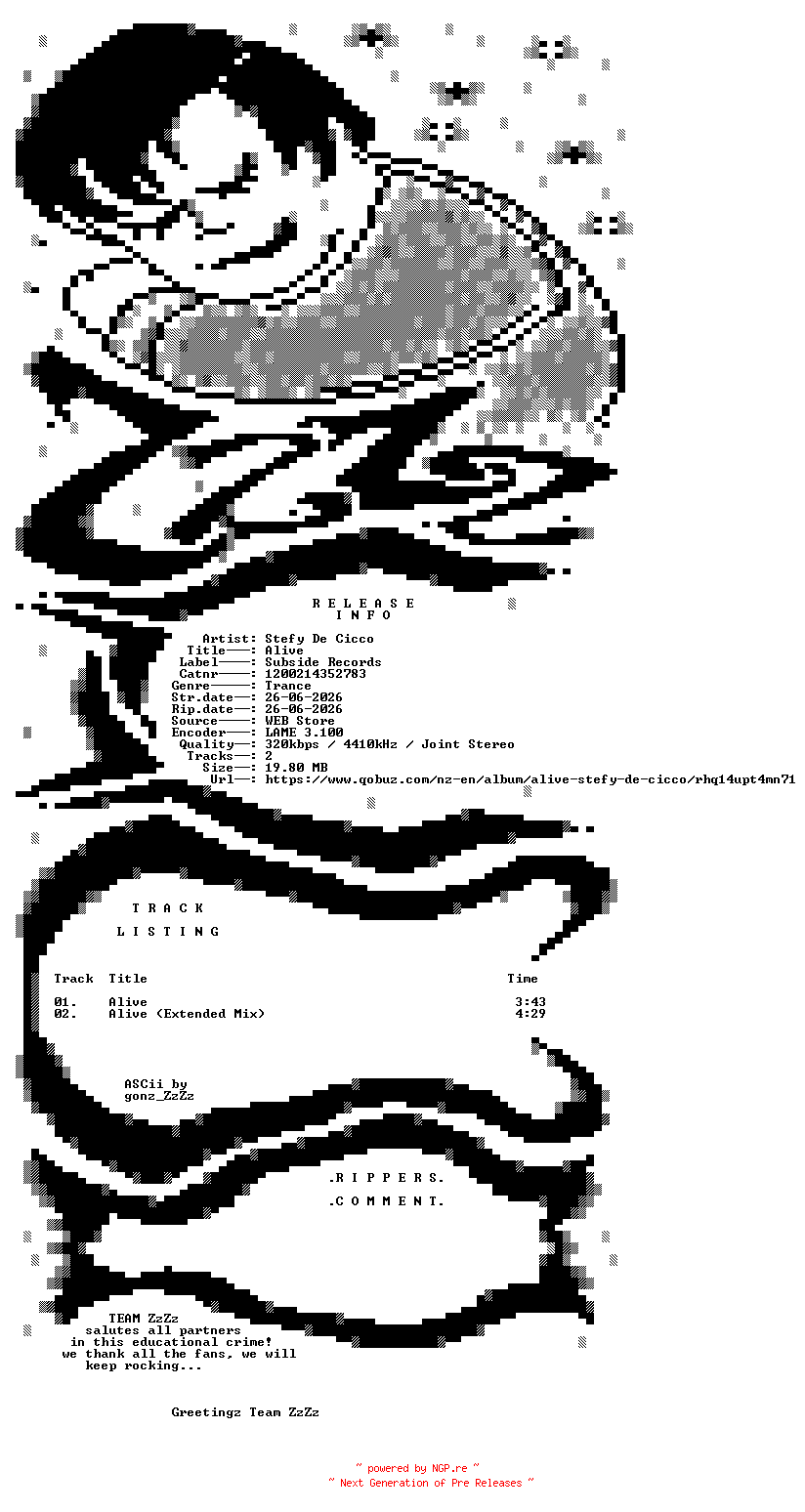 NFO for the release Stefy_De_Cicco_-_Alive-(1200214352783)-WEB-2026-ZzZz by ZzZz