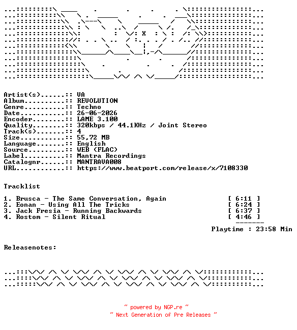NFO for the release VA-REVOLUTION-MANTRAVA008-WEB-2026-WAV by WAV