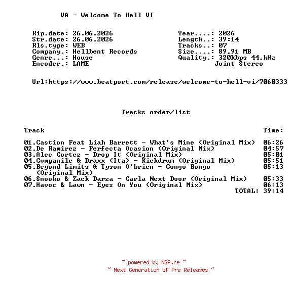 NFO for the release VA_-_Welcome_To_Hell_VI-(HB064)-WEB-2026-FMC by FMC