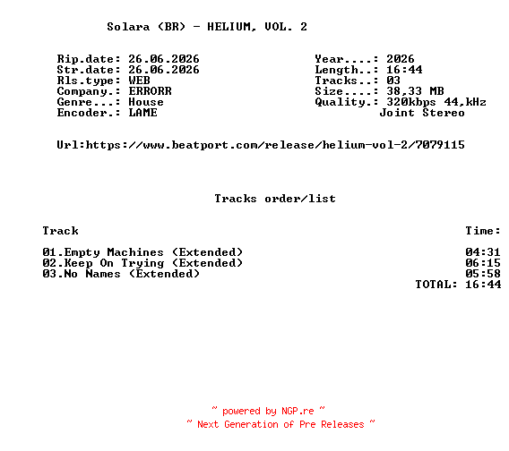 NFO for the release Solara_(BR)_-_HELIUM_VOL._2_(Extended)-WEB-2026-FMC by FMC