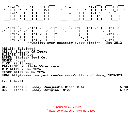 NFO for the release Zaftiggg-Sultans_Of_Decay-(EMG12005)-WEB-2026-BB by BB
