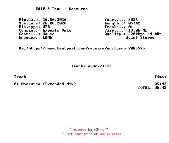 NFO for the release Edip_And_Dinu_-_Nocturno-(EO107D)-SINGLE-WEB-2026-FMC by FMC
