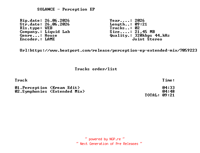 NFO for the release SOLANCE_-_Perception_EP-WEB-2026-FMC by FMC