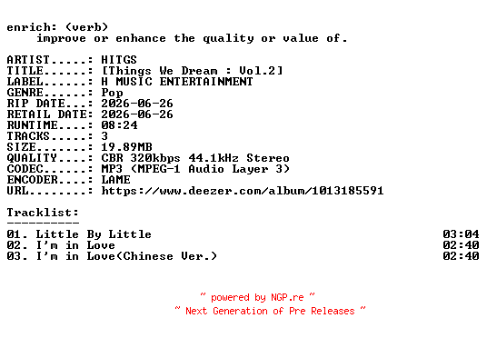NFO for the release HITGS-(Things_We_Dream__Vol.2)-SINGLE-WEB-KR-2026-ENRiCH by ENRiCH