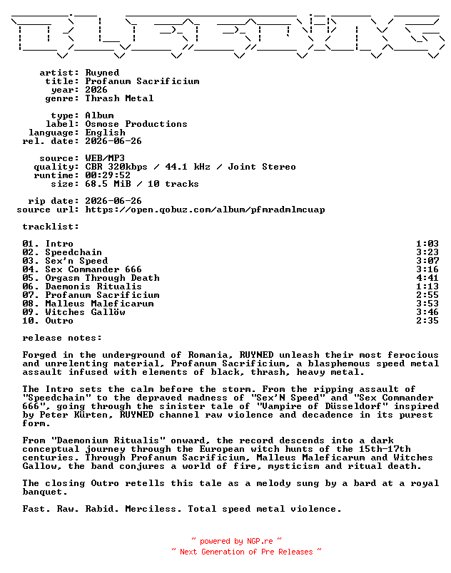 NFO for the release Ruyned-Profanum_Sacrificium-WEB-2026-BLEEDiNG by BLEEDiNG