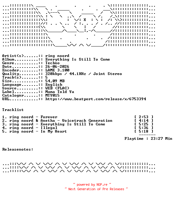 NFO for the release ring_noord-Everything_Is_Still_To_Come-MTY015-WEB-2026-WAV by WAV