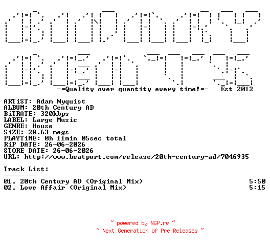 NFO for the release Adam_Nyquist-20th_Century_AD-(LAR479)-WEB-2026-BB by BB