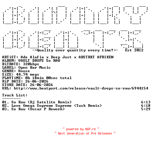 NFO for the release Ade_Alafia_x_Deep_Just_x_ABSTRKT_AFRIKEN-VAULT_DROPS_So_RAW-(OBM1152)-WEB-2026-BB by BB