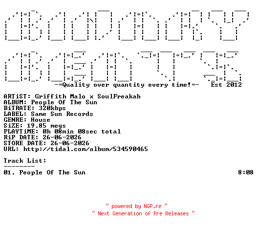NFO for the release Griffith_Malo_x_Soulfreakah-People_Of_The_Sun-(00041)-SINGLE-WEB-2026-BB by BB