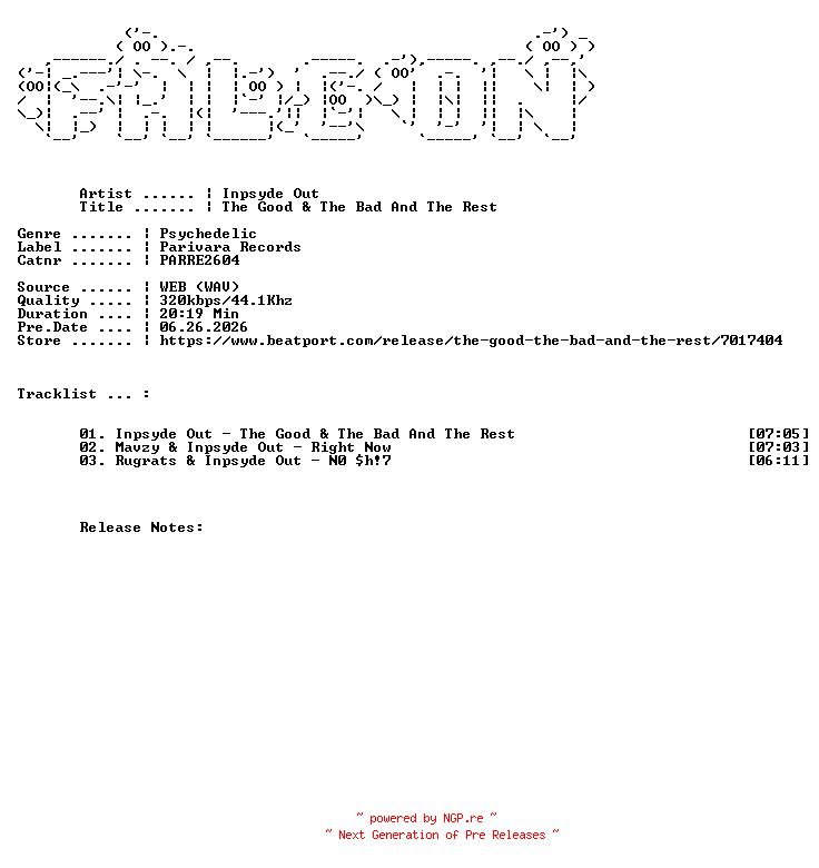 NFO for the release Inpsyde_Out-The_Good_And_The_Bad_And_The_Rest-(PARRE2604)-WEB-2026-FALCON by FALCON