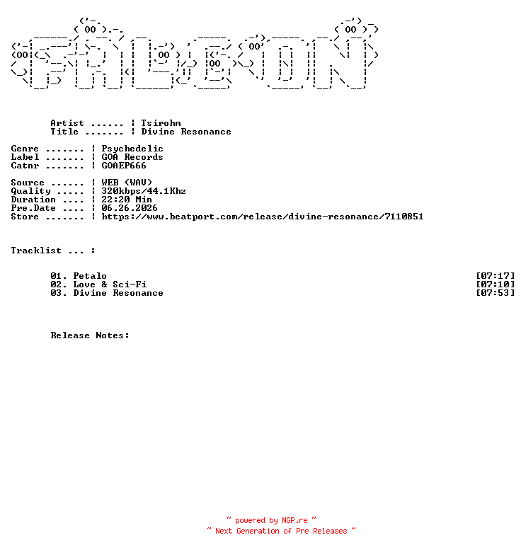 NFO for the release Tsirohm-Divine_Resonance-(GOAEP666)-WEB-2026-FALCON by FALCON