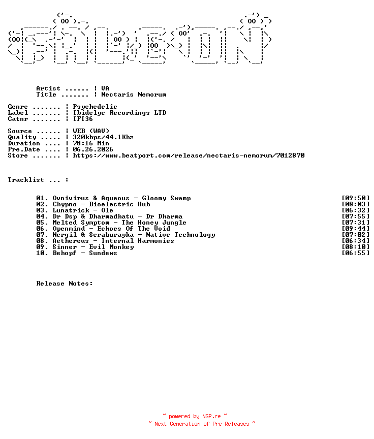 NFO for the release VA-Nectaris_Nemorum-(IFI36)-WEB-2026-FALCON by FALCON